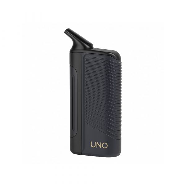 Flowermate UNO vaporizer kit showing water pipe adapter, charging dock, cleaning brush and all included accessories