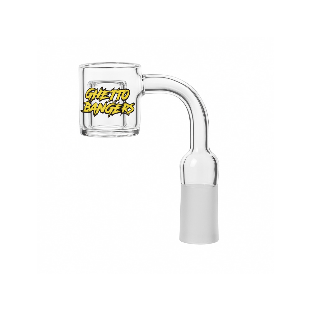Ghetto Banger double wall quartz nail and carb cap set showing 25mm outer diameter bucket