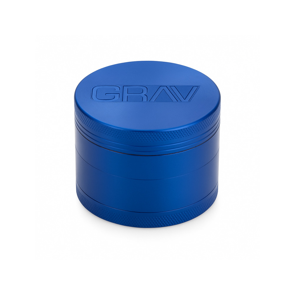 Grav Grinder 4 piece blue kief catcher chamber with fine mesh sifter screen