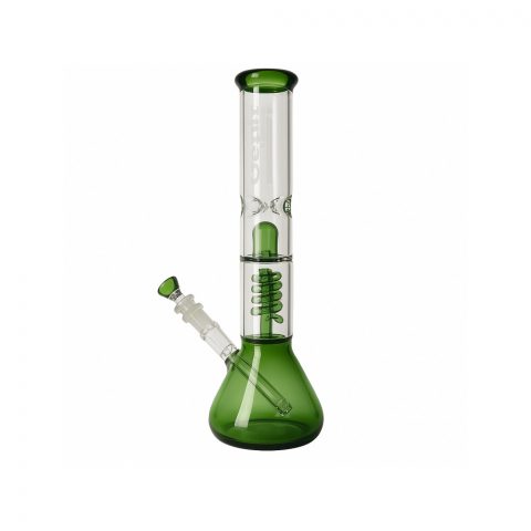 Green 35cm twin spiral coil beaker bong from the Edit Collection Basics range