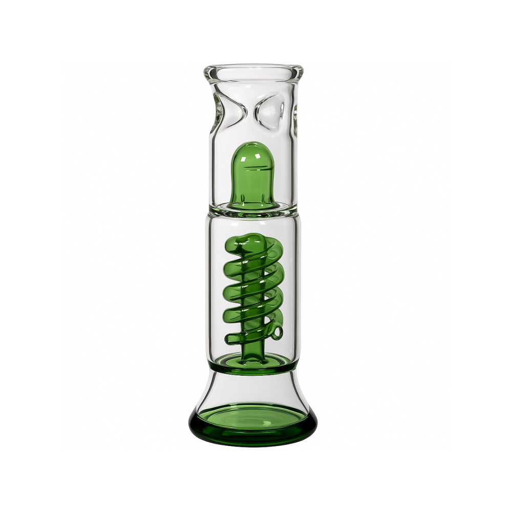 Top-down view of the Edit Collection green bong showing the ice notch placement