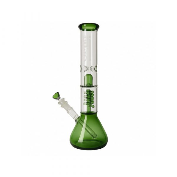 Green 35cm twin spiral coil beaker bong from the Edit Collection Basics range