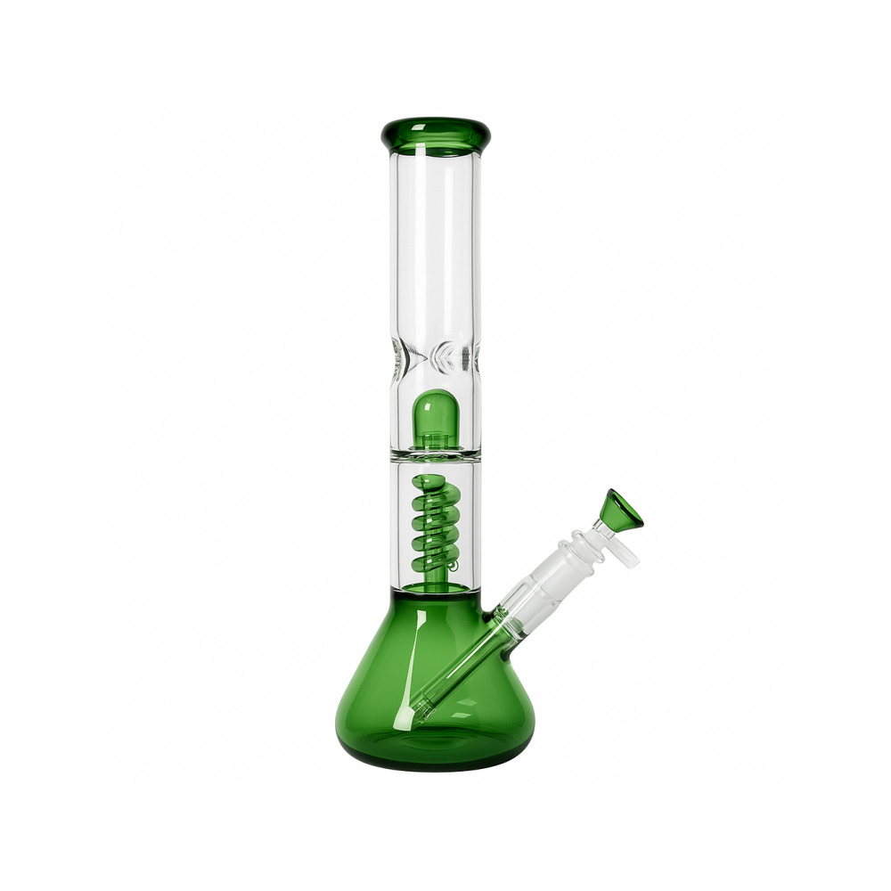 Edit Collection Green 35cm Spiral Coil Beaker Bong displayed on a flat surface