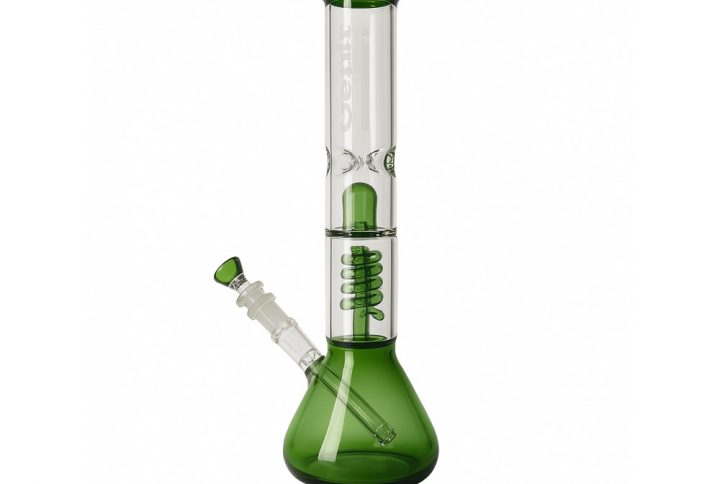 Green 35cm twin spiral coil beaker bong from the Edit Collection Basics range