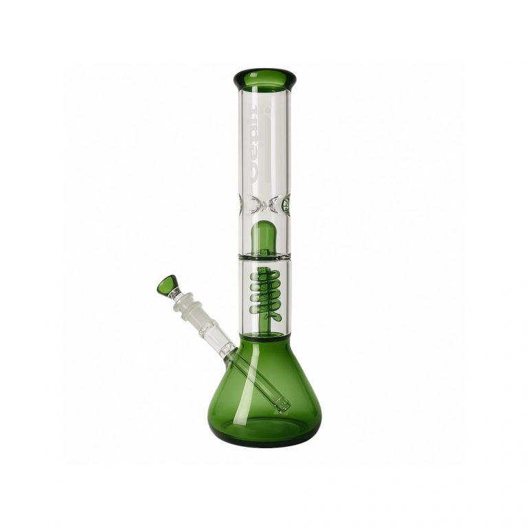 Green 35cm twin spiral coil beaker bong from the Edit Collection Basics range