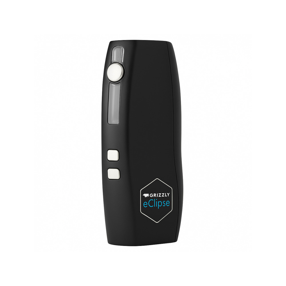 Grizzly Eclipse vaporizer alongside a dry herb tank and concentrate tank showing modular compatibility
