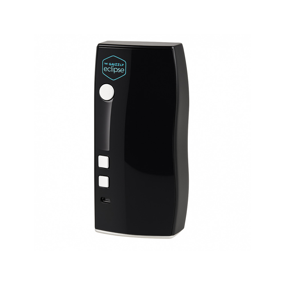 Grizzly Eclipse portable vaporizer held in hand to demonstrate ergonomic size and comfortable grip
