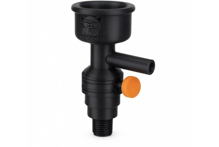 Headdies 3D Printed Dab Vac Large Water Pipe Adapter in orange showing full assembly