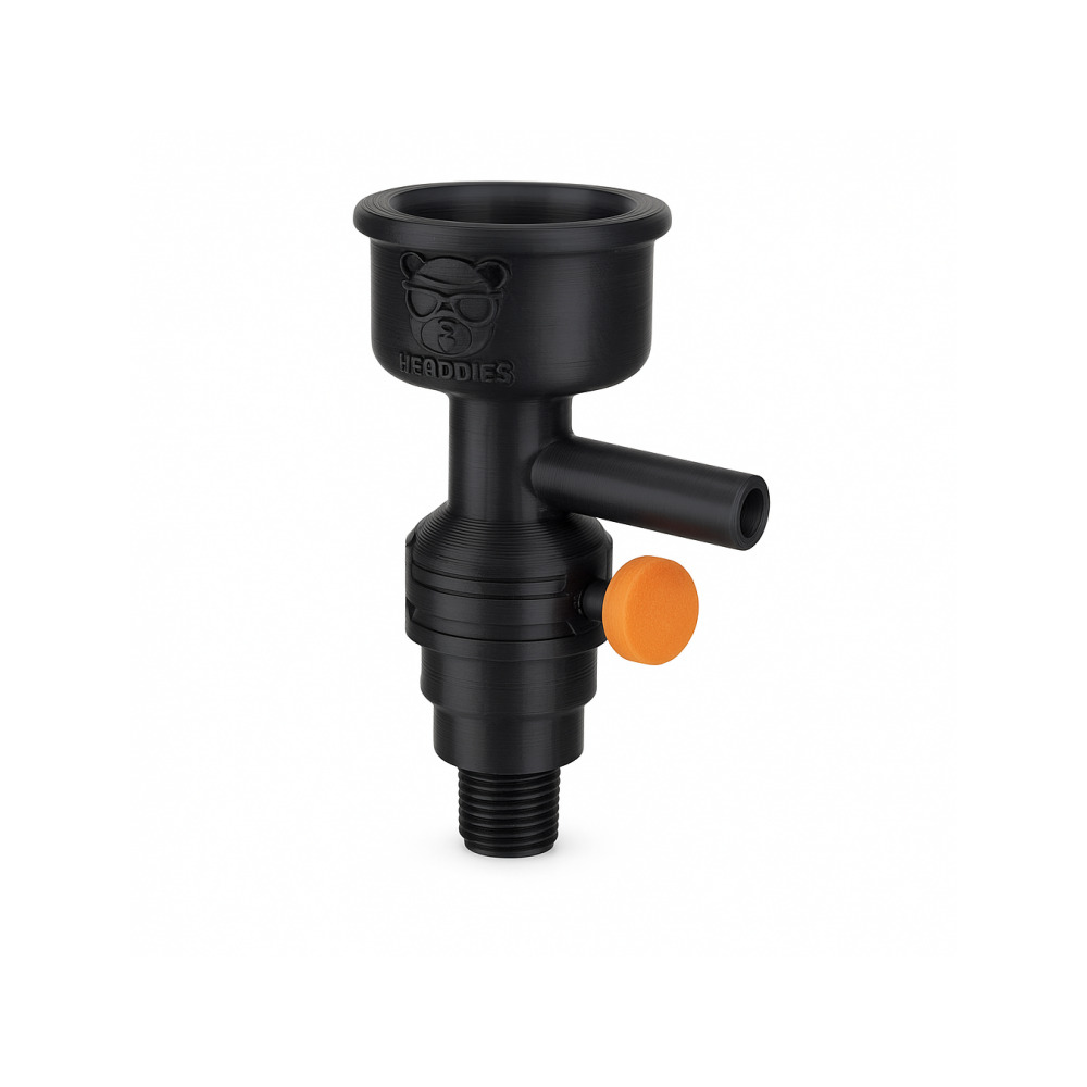 Headdies 3D Printed Dab Vac Large Water Pipe Adapter in orange showing full assembly