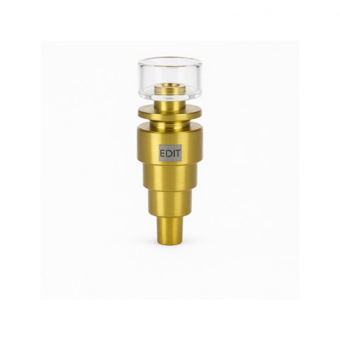 Edit Hybrid Titanium Quartz Nail and Carb Cap Dab Kit in Gold colourway on white background