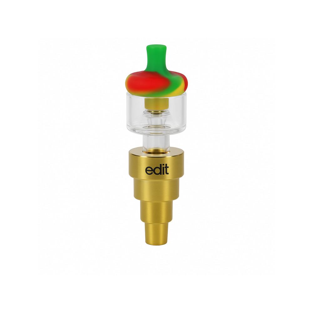 Side view of the complete Edit Hybrid Dab Kit showing gold finish detail