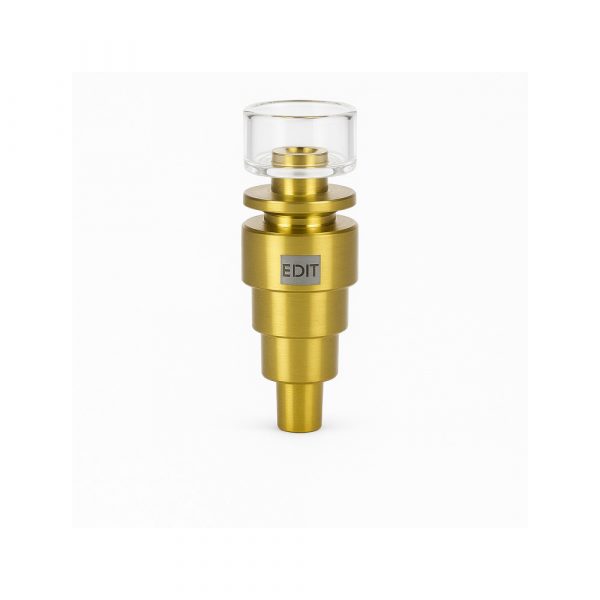 Edit Hybrid Titanium Quartz Nail and Carb Cap Dab Kit in Gold colourway on white background