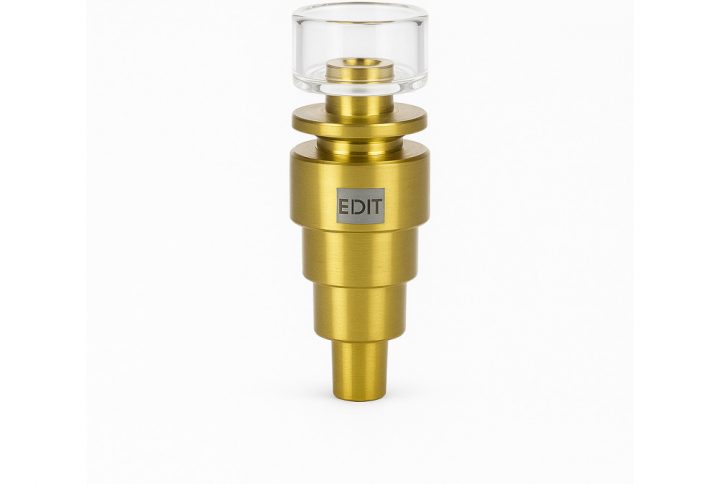 Edit Hybrid Titanium Quartz Nail and Carb Cap Dab Kit in Gold colourway on white background