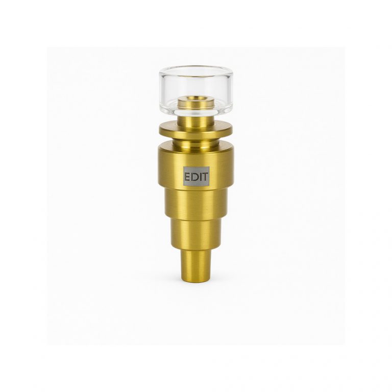 Edit Hybrid Titanium Quartz Nail and Carb Cap Dab Kit in Gold colourway on white background