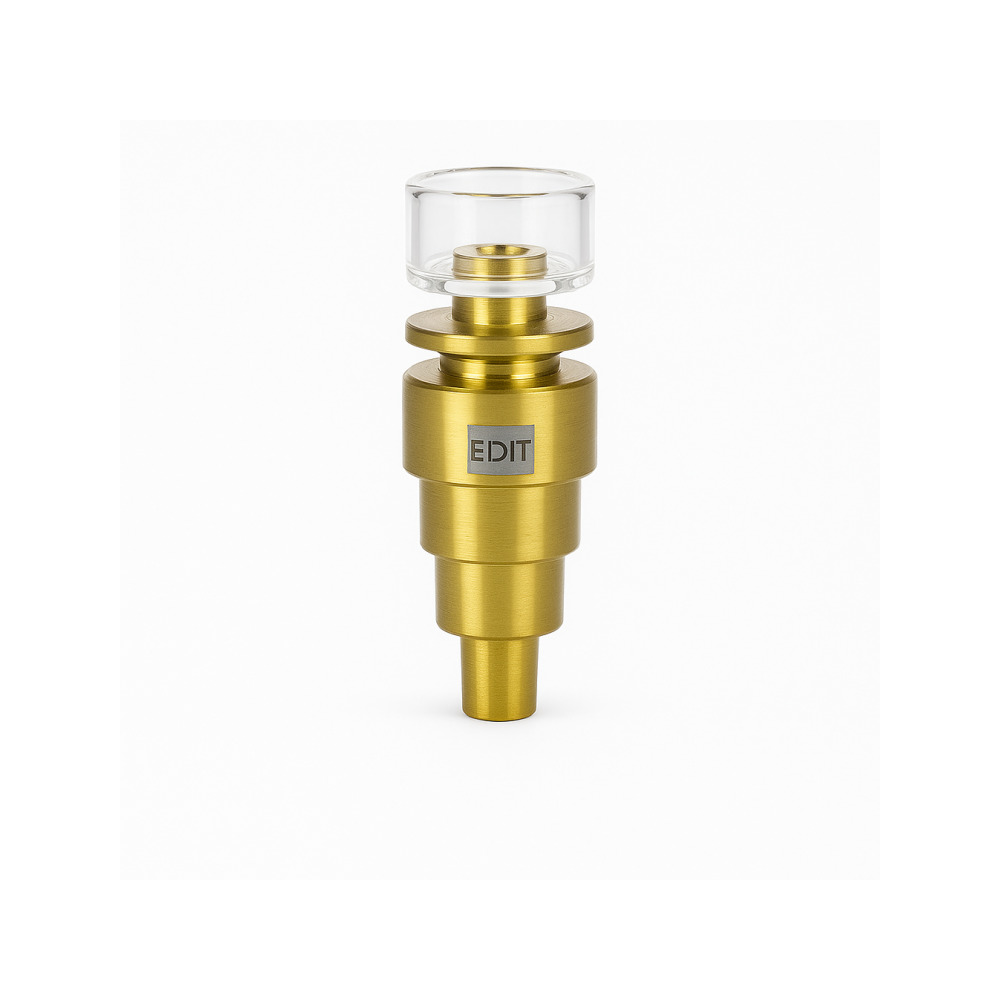 Edit Hybrid Titanium Quartz Nail and Carb Cap Dab Kit in Gold colourway on white background