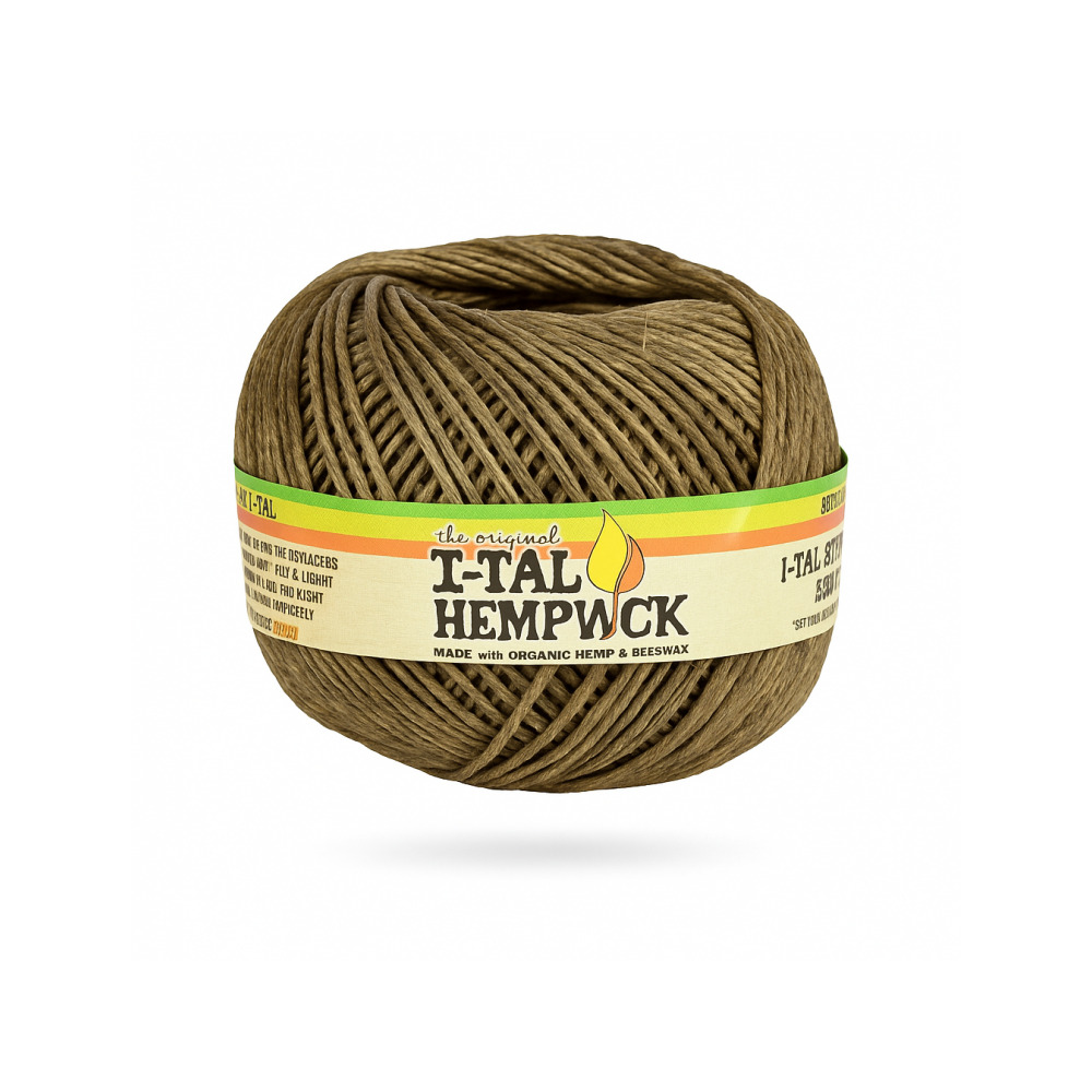 I-Tal Hemp Wick Supreme 250ft roll made from raw hemp twine and refined beeswax for clean chemical-free lighting of pipes and bongs