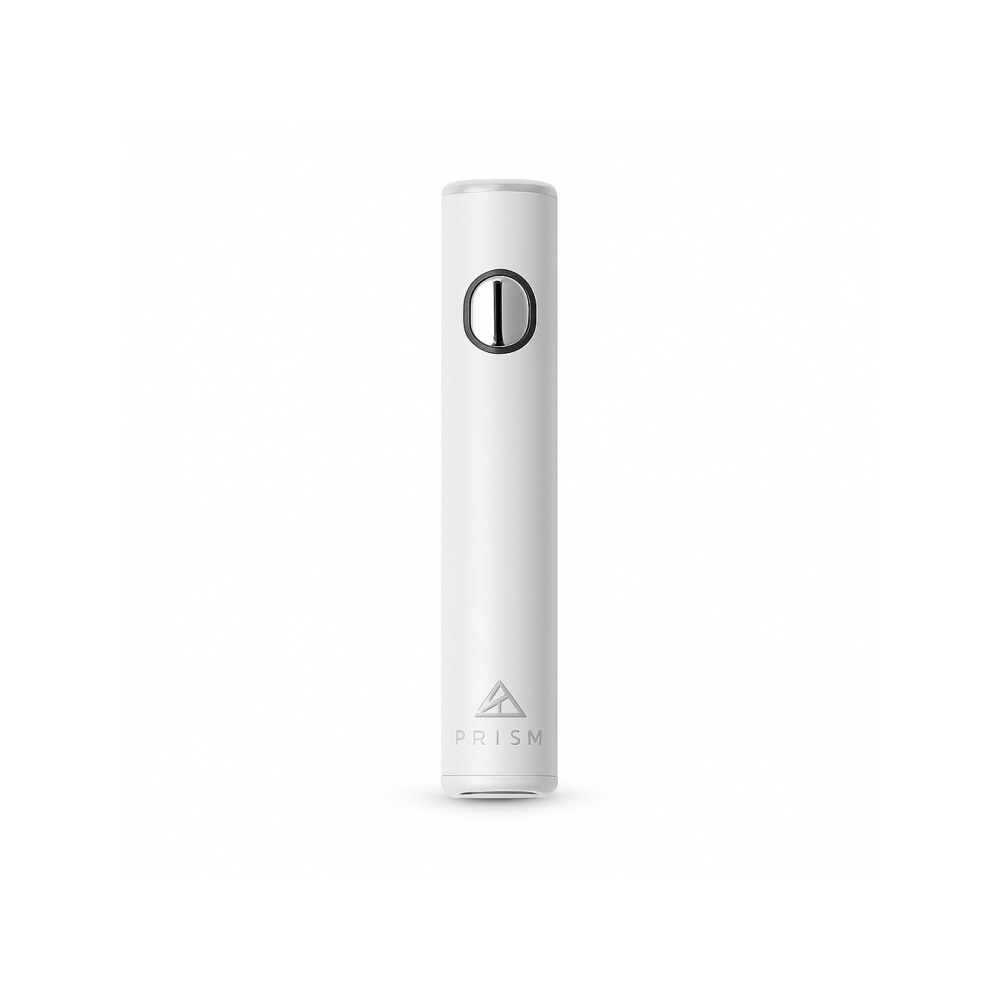 Kandypens Prism Battery White displaying the micro-USB charging port at the base