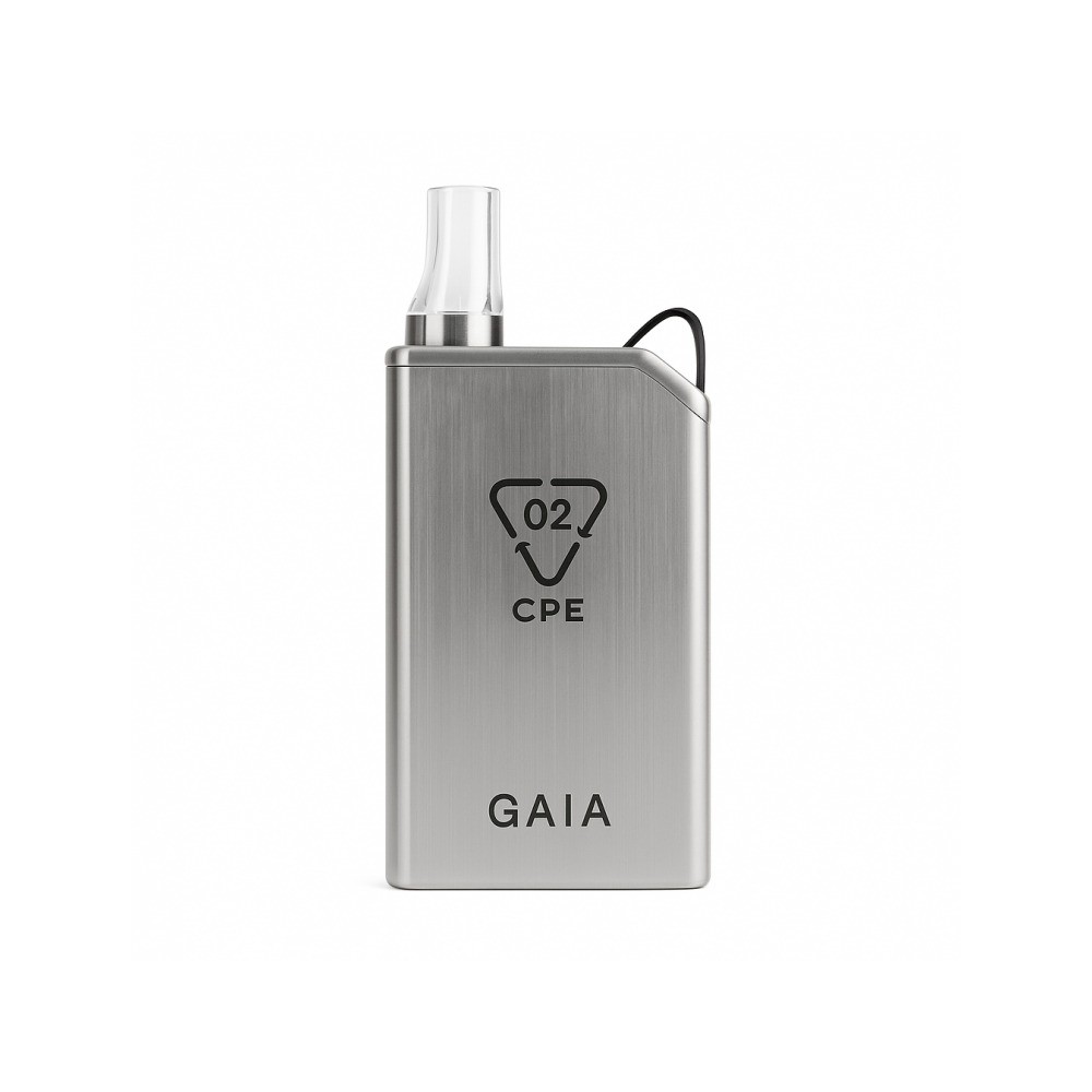 Linx Gaia portable vaporizer in hand showing compact size
