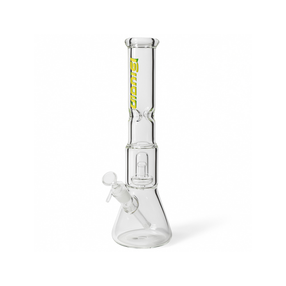 Beaker base of Liquid Sci Glass 13in bong showing wide stable base and water chamber
