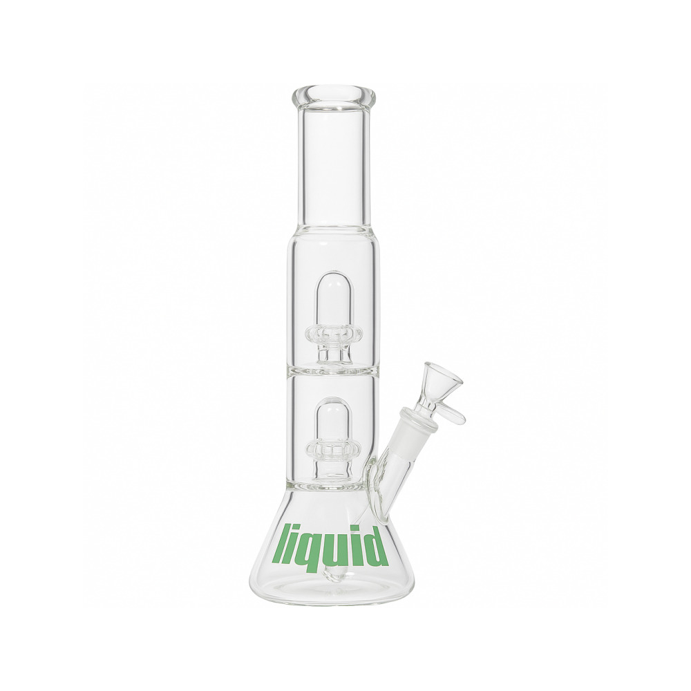 Top mouthpiece view of Liquid Sci Glass 13in showerhead perc bong