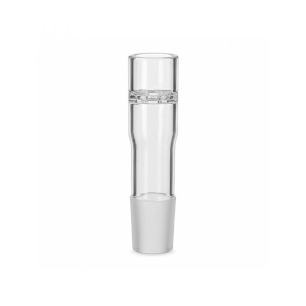 Close-up of the Namaste 14mm glass adapter fitting into a water tool joint