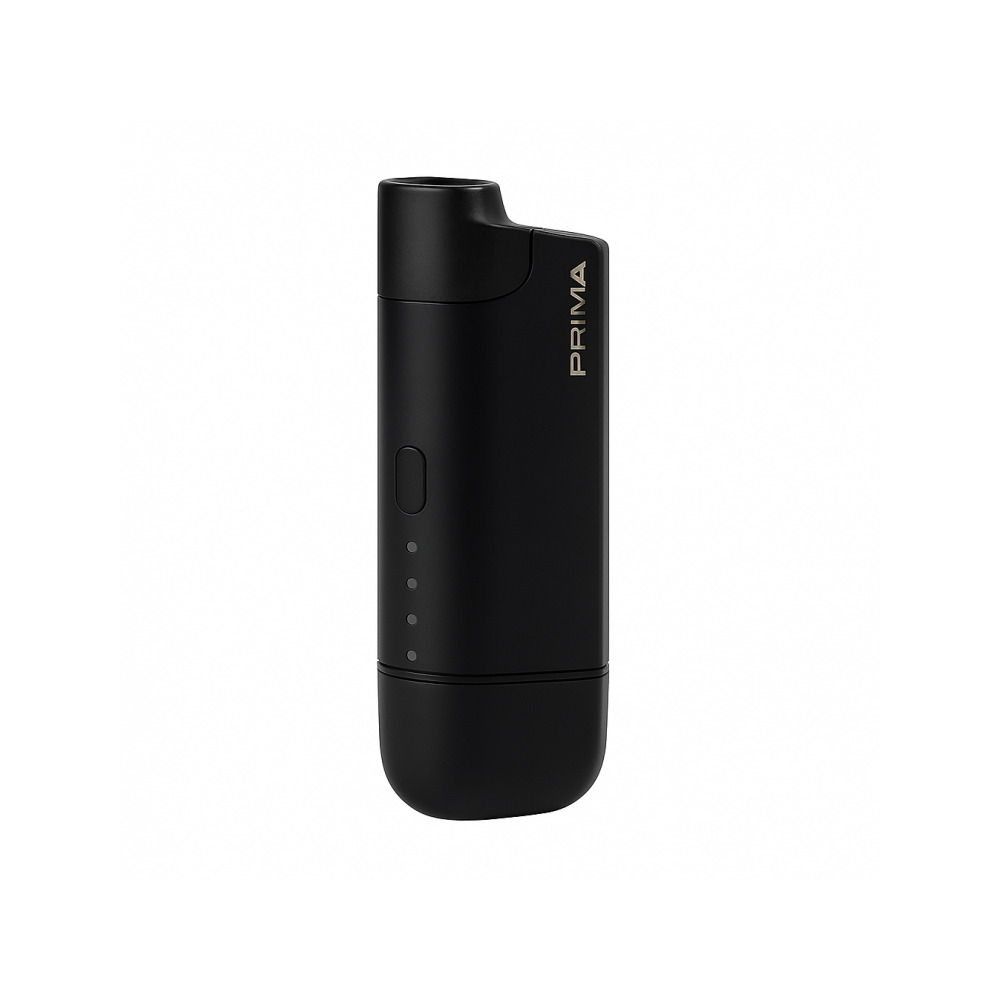 Vapir Prima vaporizer showing removable lithium-ion battery and charging base
