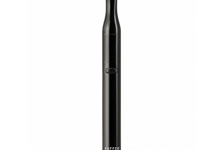 Puffco Plus V2 concentrate vaporiser in black shown upright on a white background