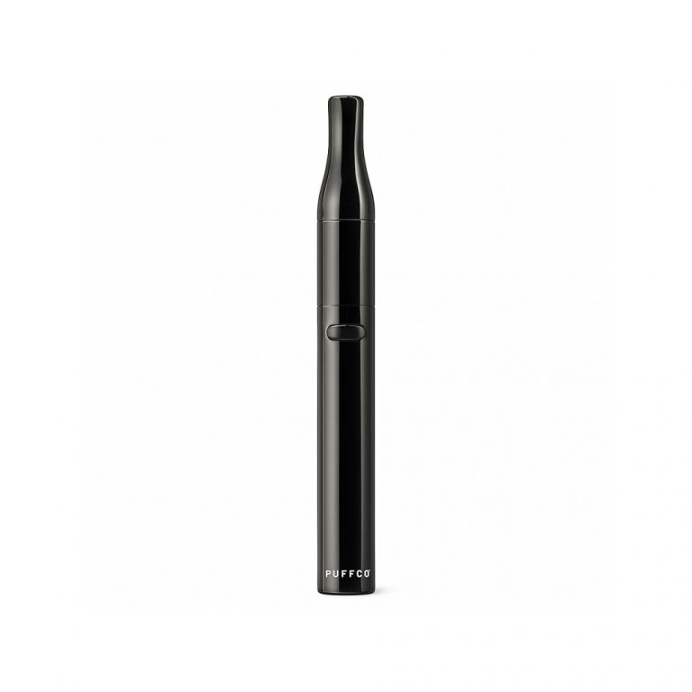 Puffco Plus V2 concentrate vaporiser in black shown upright on a white background