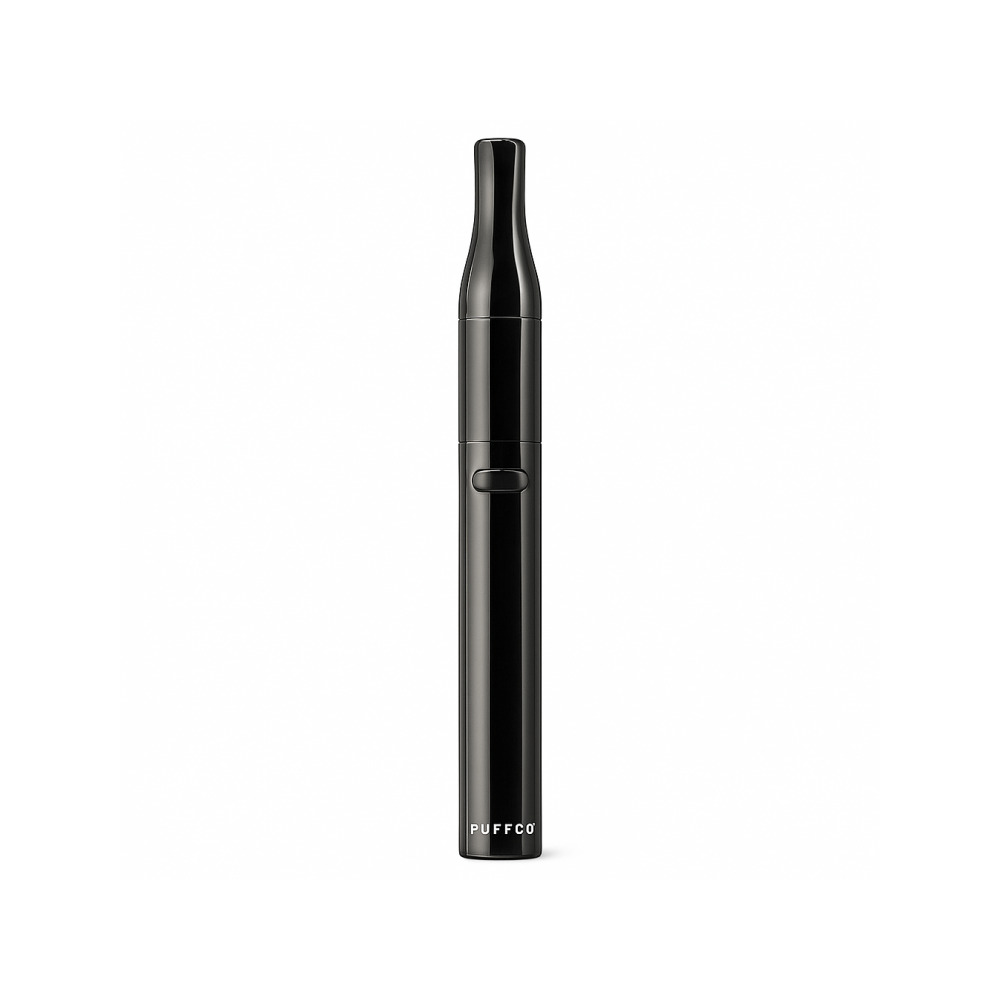 Puffco Plus V2 concentrate vaporiser in black shown upright on a white background
