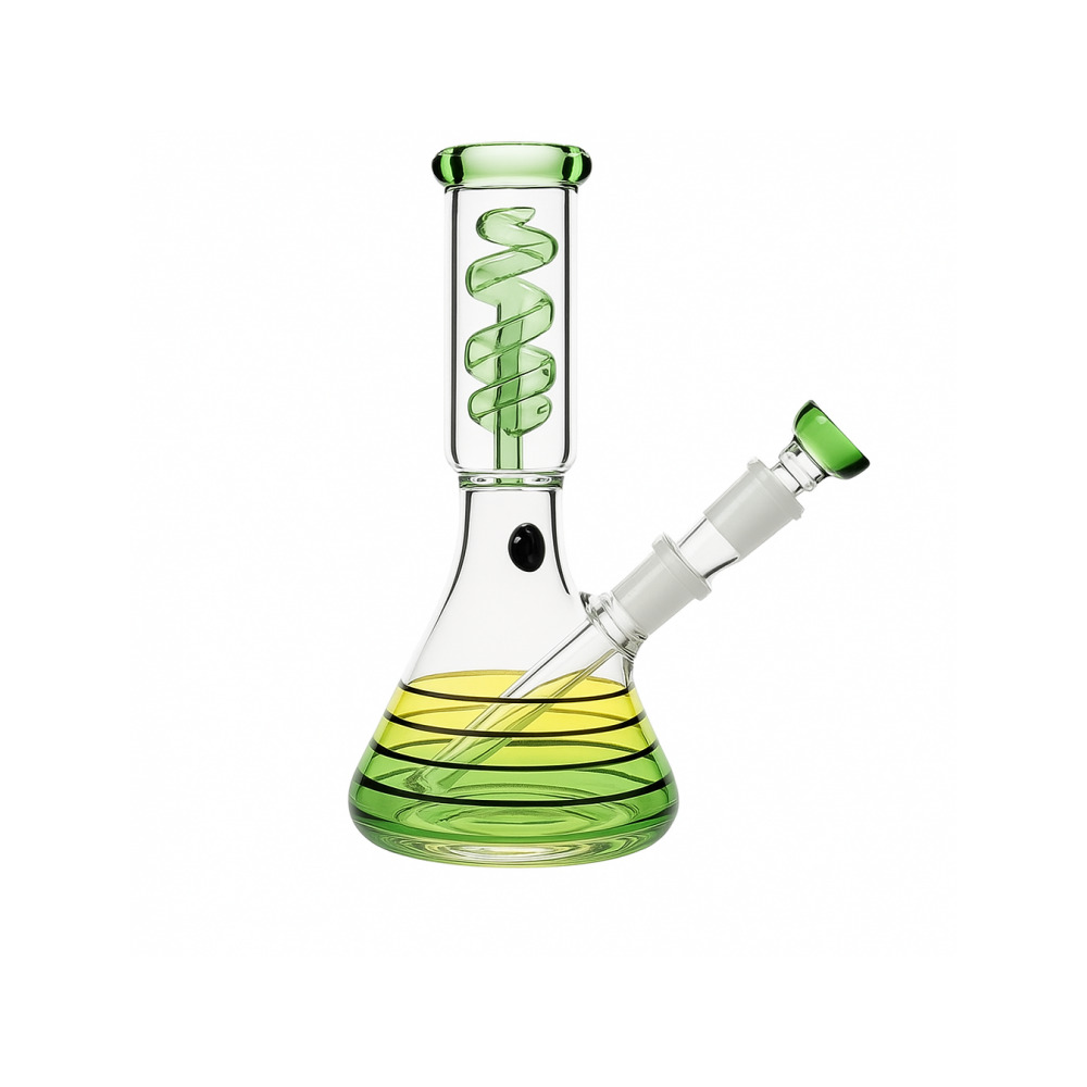 Gold accent detailing on the Grace Glass Rasta beaker bong tube