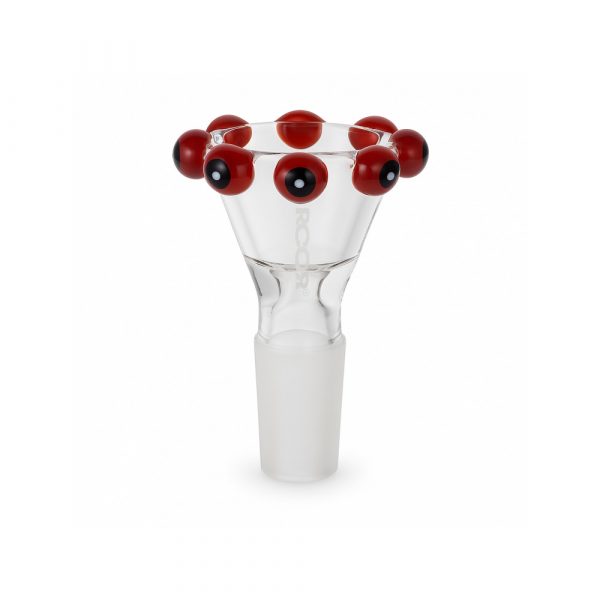 Close-up of the switchback colour reversal crown detail on a ROOR 14.5mm glass bowl