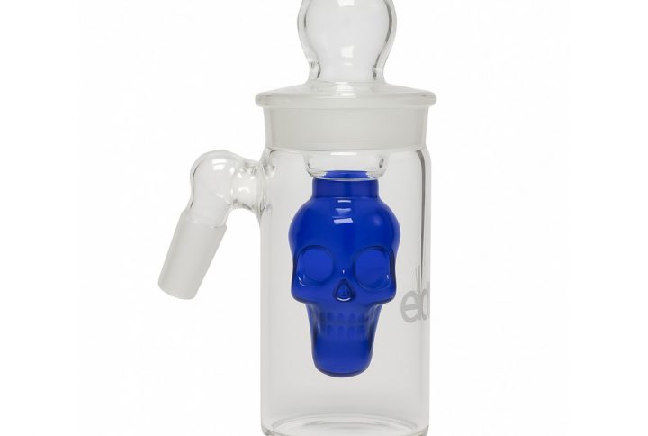 Skull percolator ash catcher 14mm blue EDIT Collection on white background