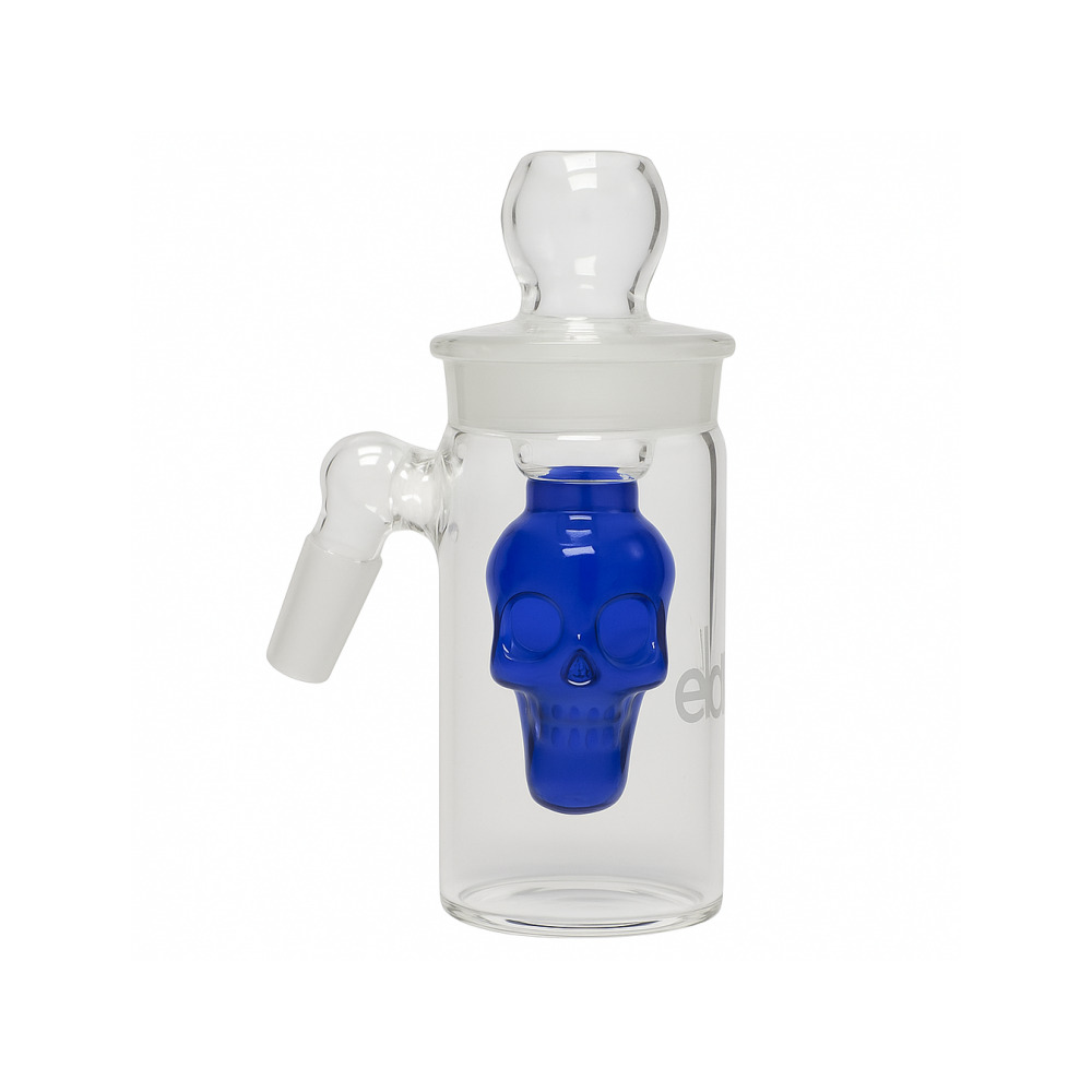 Skull percolator ash catcher 14mm blue EDIT Collection on white background