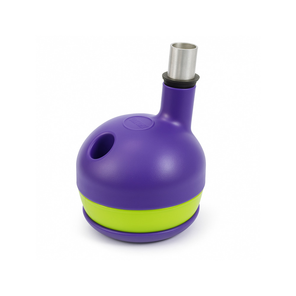 Bukket waterless gravity bong shown collapsed and ready for travel or storage
