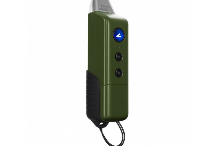 Vapium Summit Plus portable dry herb vaporizer in Sage Green showing rubberised grip and LED controls