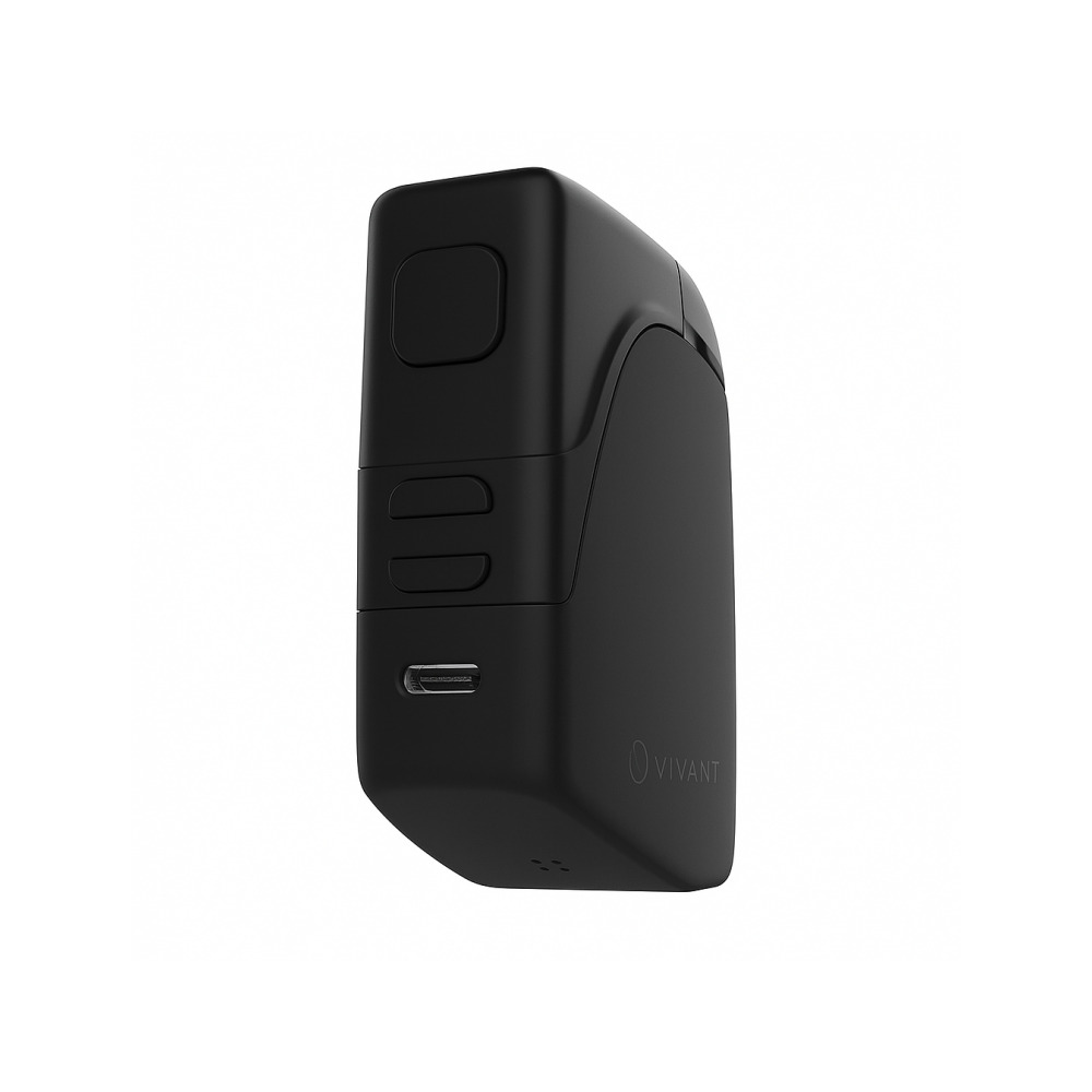 Side profile of Vivant Ambit vaporizer showing slim square dimensions