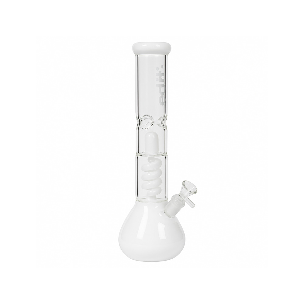 Ice notches inside the neck of the 35cm white beaker bong for added cooling