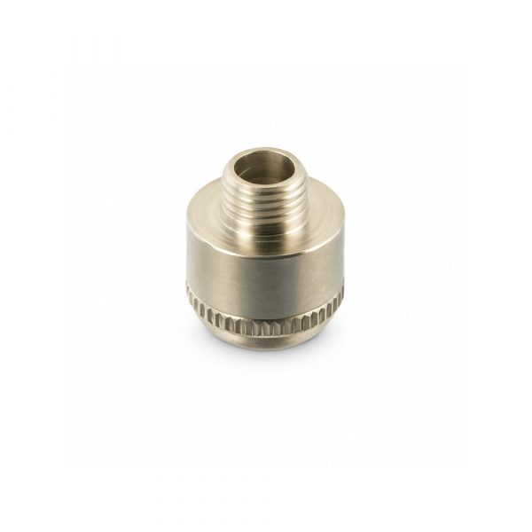 Windproof metal cone piece with screw-top lid closed on white background