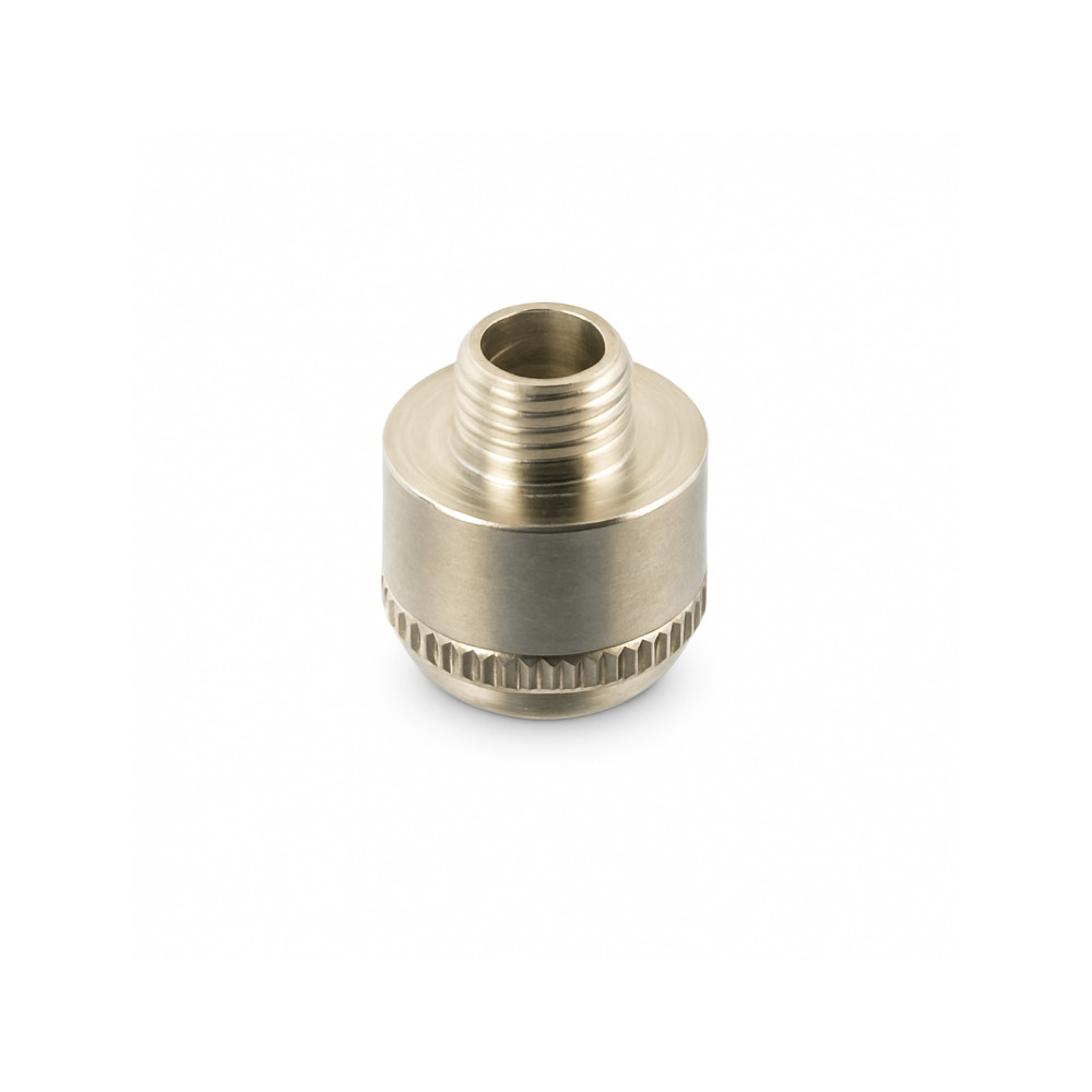Windproof metal cone piece with screw-top lid closed on white background