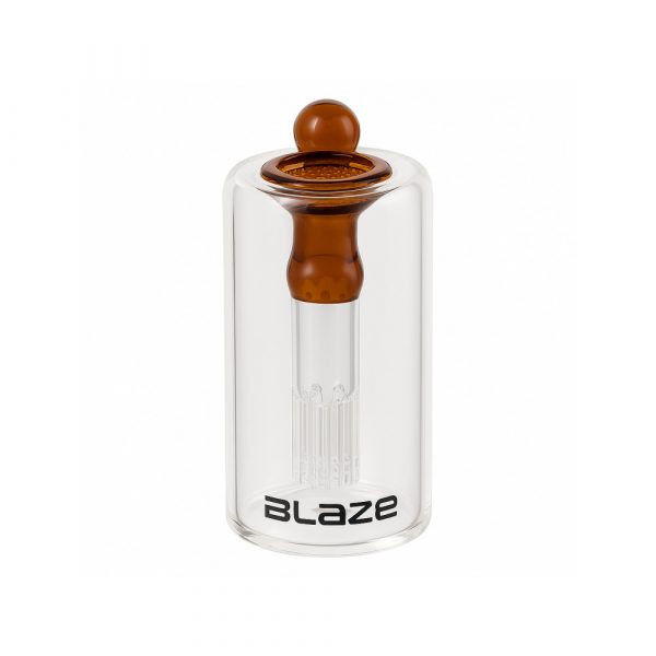 Close-up of the 6-arm tree percolator inside the amber Blaze Glass cylinder pre-cooler