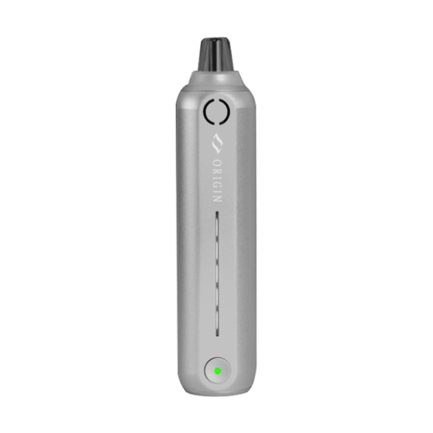 Origin Dry Herb Vaporizer showing all-metal body and compact form factor