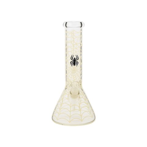 Atomic 30cm Tall Glow in the Dark Spider Web Water Pipe – full view