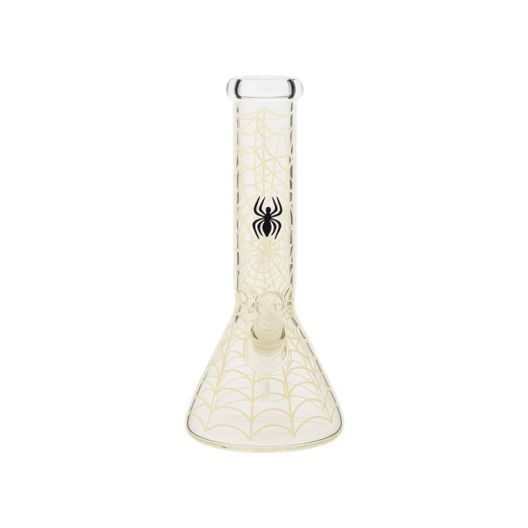 Atomic 30cm Tall Glow in the Dark Spider Web Water Pipe – full view