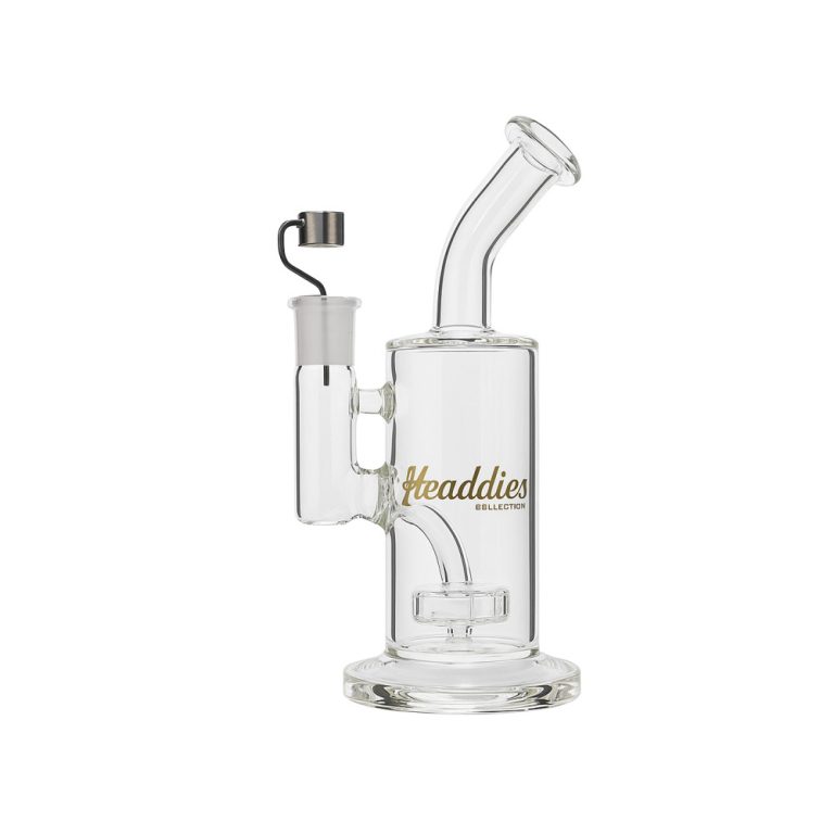 Headdies Vortex 7 inch Mini Rig with 14mm dome and Ti skillet, clear scientific glass