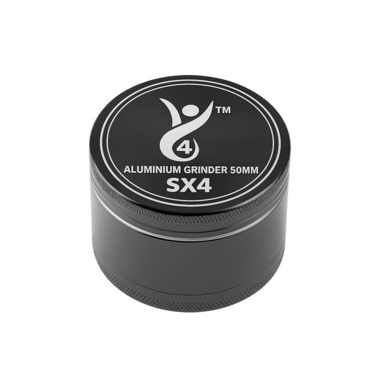 SX4 CNC aluminium grinder 50mm 2-part metal grinder on white background
